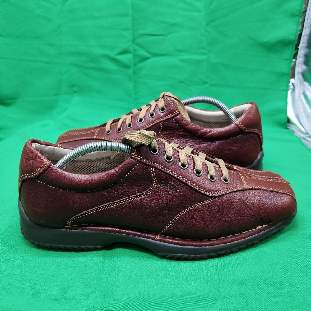 Geox Mens Size 43 US 10 Brown Lace Up Everyday Casual Stylish Comfort Shoes